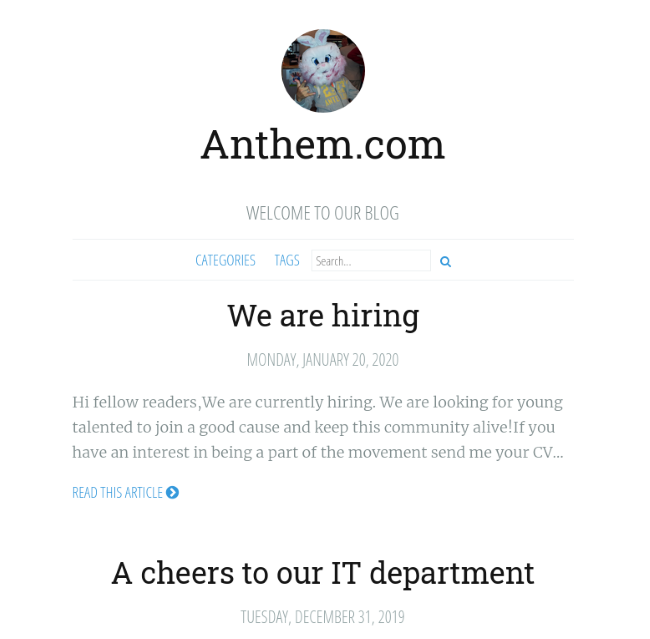 Anthem Web Page