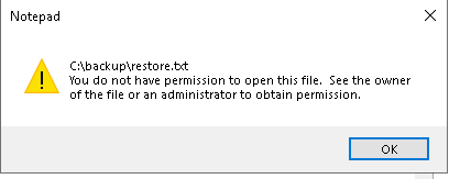 Permission Error Message