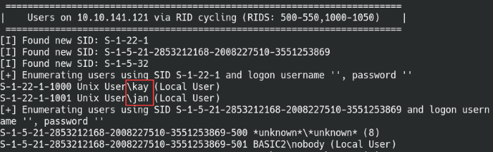 Enum4Linux results