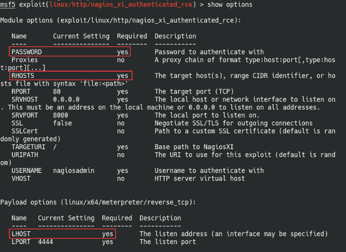 Set options for the Exploit