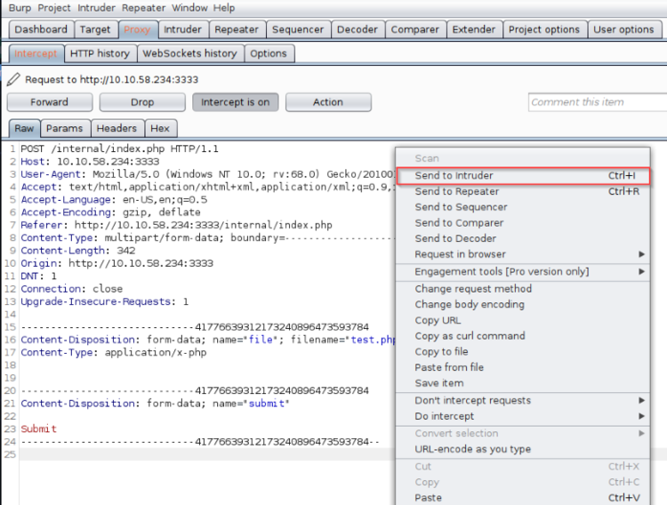 BurpSuite Captured Traffic