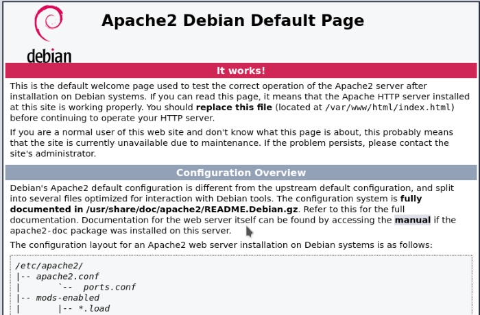 Default apache page