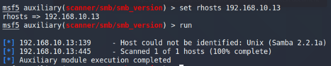 Metasploit SMB version scanner