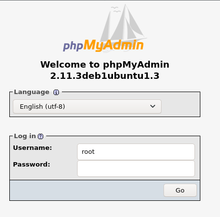 phpMyAdmin login page