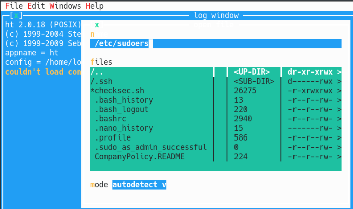 Run HT editor with sudo